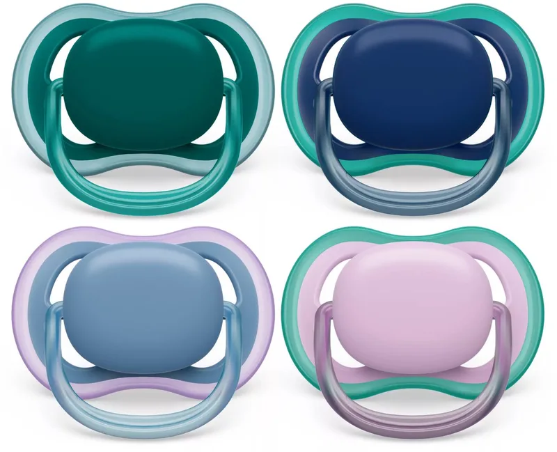Fopspeen 6-18M Ultra Air Mix Blauw Paars (2 stuks) van Philips Avent in Meerkleurig – productfoto