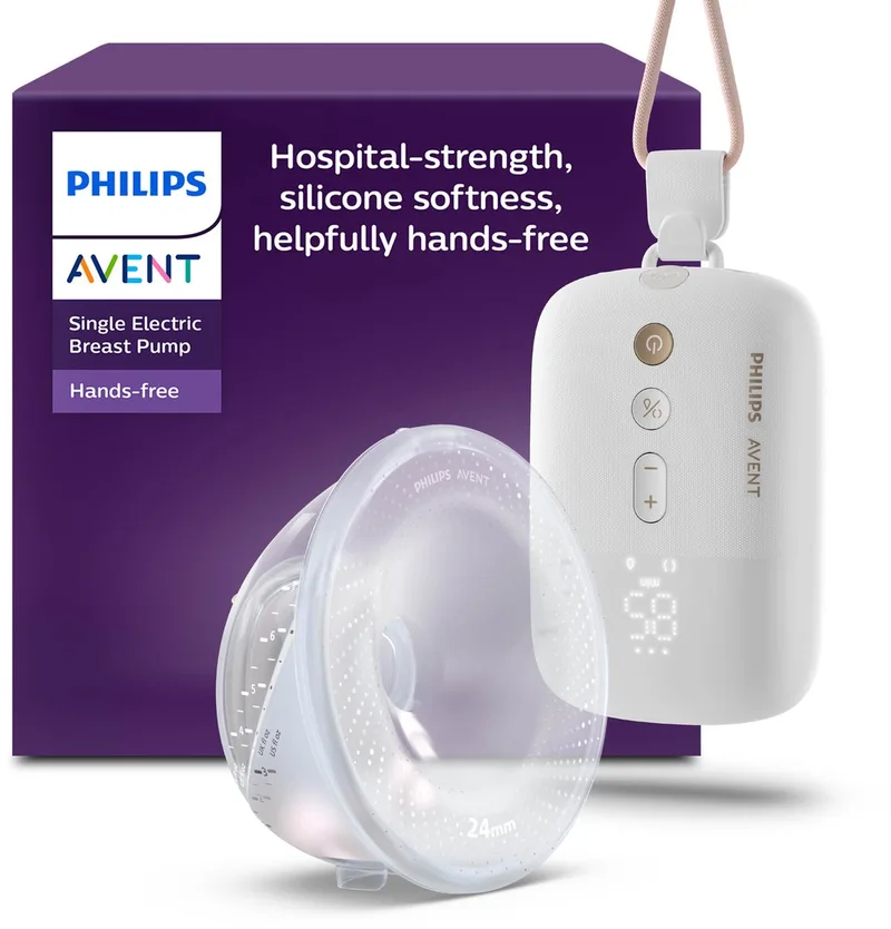 Handsfree Enkele Elektrische Draagbare Borstkolf - Comfortabele & Krachtige Motor - Ultralichte Transparante Cups - SCF531/11 de Philips Avent en Wit beige – photo produit