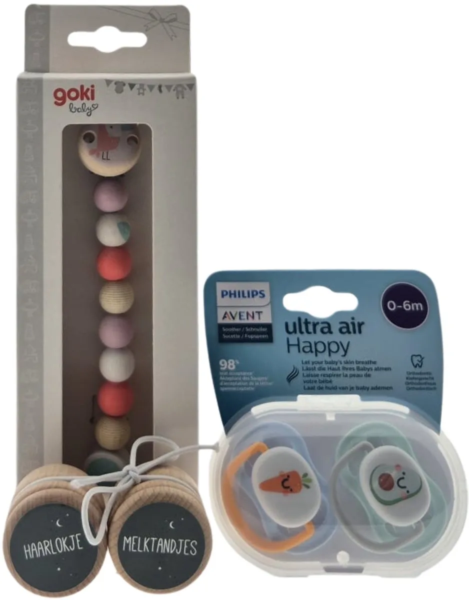 Kraamcadeauset met Fopspeen - Ketting Roze - Haarlokje en Melktandjes doosjes – Luxe Cadeauset | Giftbox | Perfect Geschenk voor Iedereen van Philips Avent in Groen – productfoto