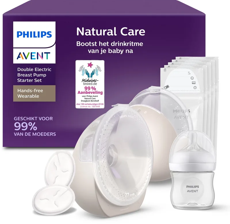 Natural Care - Borstkolf - Dubbel Elektrisch - Handsfree - Lekvrij - Draadloos - SCF495/21 by Philips Avent in Wit/Beige – product photo