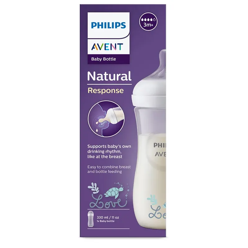 Natural Response babyfles - 1 stuk – 330 ml – flow 4 - schildpad - SCY906/11 by Philips Avent in Multicolour – product photo 3 of 3