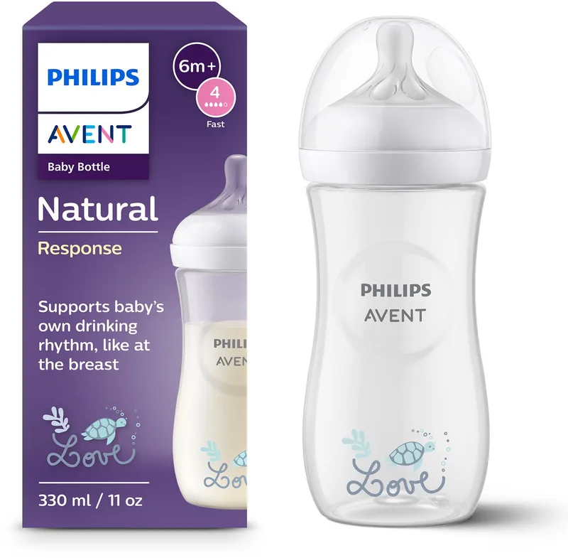 Natural Response babyfles - 1 stuk – 330 ml – flow 4 - schildpad - SCY906/11 by Philips Avent in Multicolor – product photo