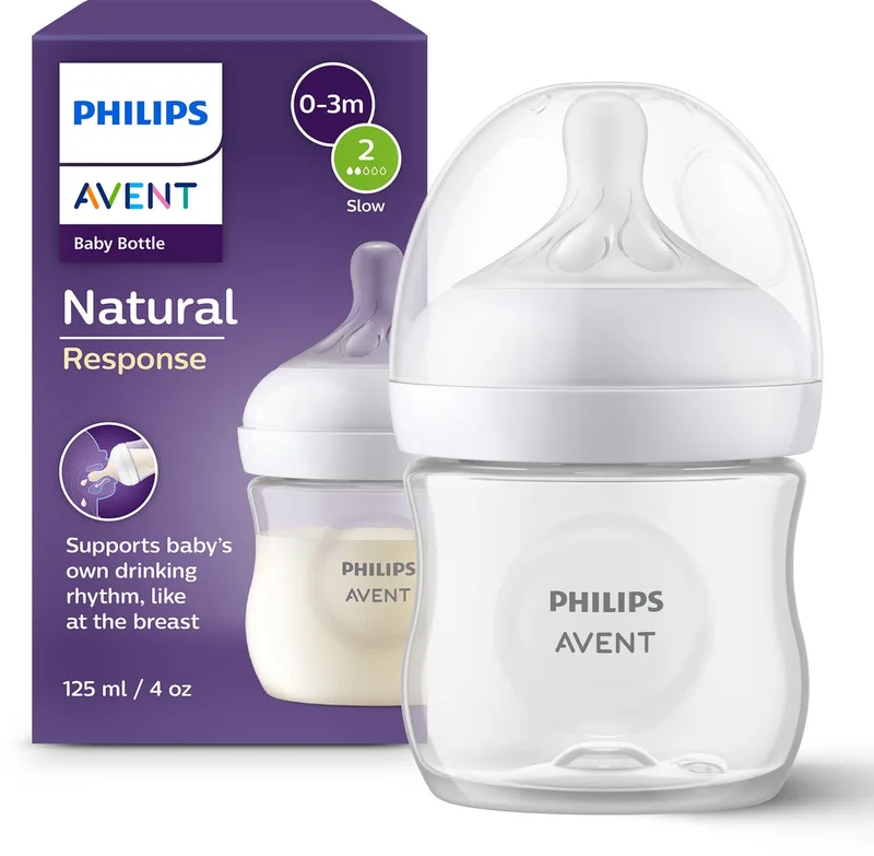 Natural Response babyfles – 125ml – flow 2 – 1 fles –Newborn - SCY900/01 by Philips Avent in Transparant – product photo