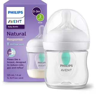 Natural Response Babyfles 125ml – Flow 2 –Antikoliek- 1 fles - Newborn - SCY670/01 by Philips Avent in Transparent – product photo 1 of 2
