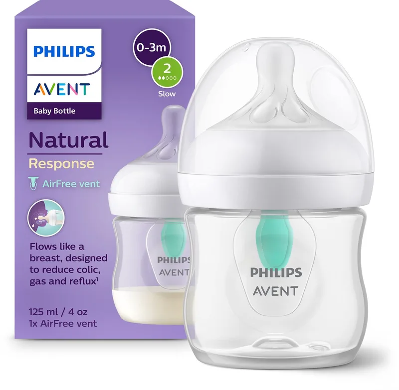 Natural Response Babyfles 125ml – Flow 2 –Antikoliek- 1 fles - Newborn - SCY670/01 de Philips Avent en Transparant – photo produit