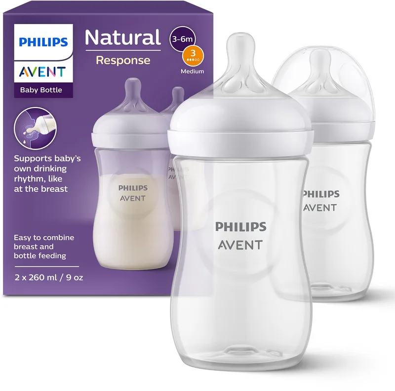 Natural Response babyfles - 2 stuks - 260ml - flow 3 - SCY903/02 by Philips Avent in Transparant – product photo