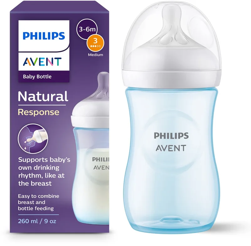 Natural Response babyfles – 260 ml – flow 3 – 1 fles - SCY903/21 by Philips Avent in Blauw – product photo