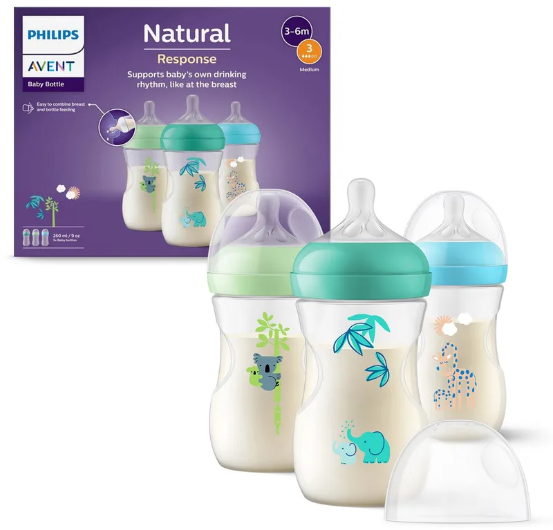 Natural Response Babyfles - 260 ml – flow 3 – 3 stuks - Decoratie - SCY903/72 by Philips Avent in Multi – product photo