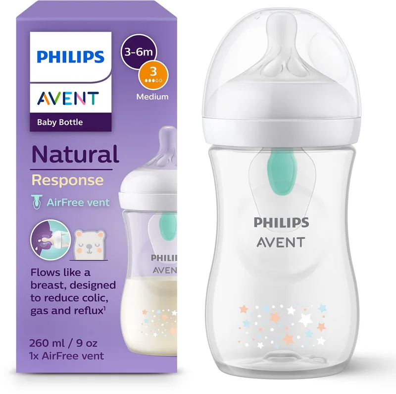Natural Response babyfles 260 ml – Flow 3 - Sterretjes- 1 fles - SCY673/82 de Philips Avent en Sterren – photo produit