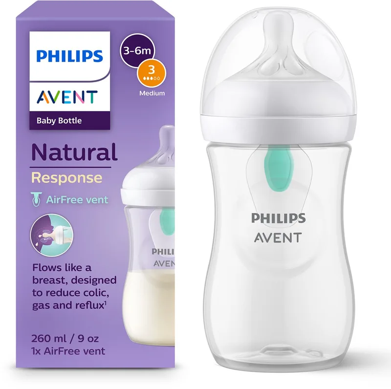 Natural Response babyfles 260ml – Flow 3 - Anti-koliek- 1 fles - SCY673/01 de Philips Avent en Transparant – photo produit