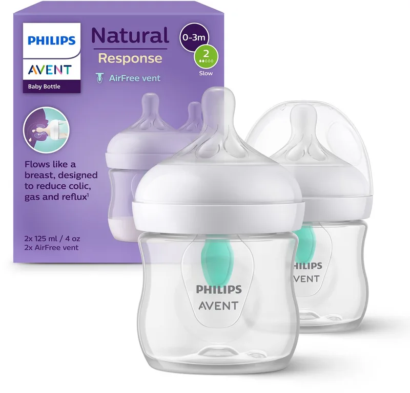 Natural Response babyfles – Antikoliek – 2 stuks – 125ml – flow 2 – SCY670/02 de Philips Avent en Transparant – photo produit