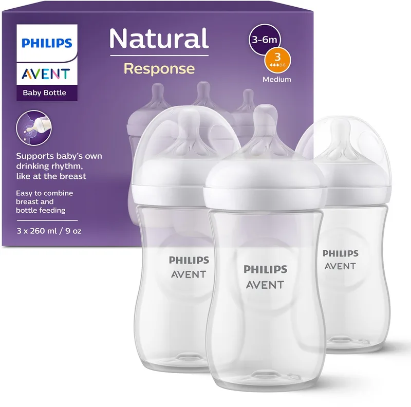 Natural Response Babyflessen 260ml – Flow 3- 3 flessen - SCY903/03 by Philips Avent in Transparant – product photo