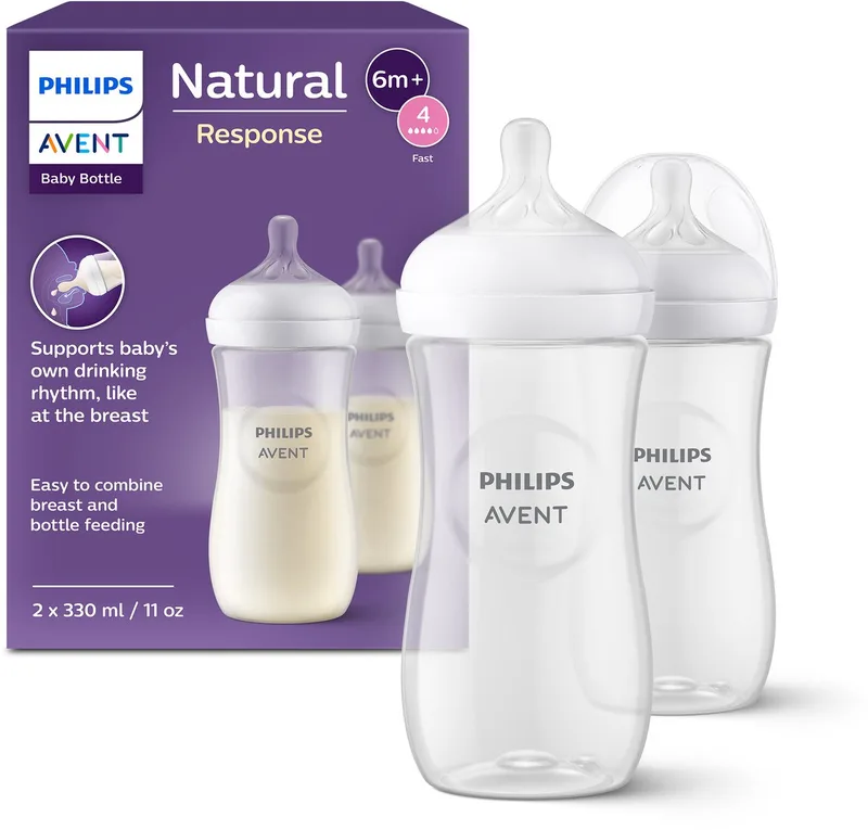 Natural Response Babyflessen 330ml – Flow 4- 2 flessen - SCY906/02 by Philips Avent in Transparant – product photo