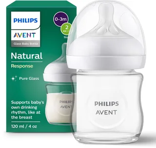 Natural Response Fles Glas - 120ml – Flow 2 – BPS vrij- 1 fles - Newborn - SCY930/01 von Philips Avent in Transparent – Produktfoto 1 von 5