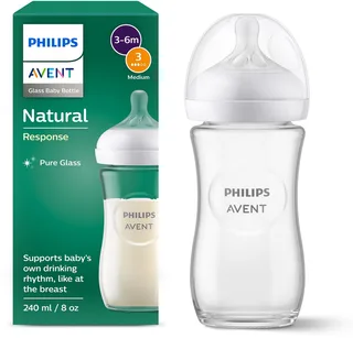 Natural Response Glazen Babyfles – 240ml – Flow 3 – BPS vrij- 1 fles - SCY933/01 by Philips Avent in Transparent – product photo 1 of 5