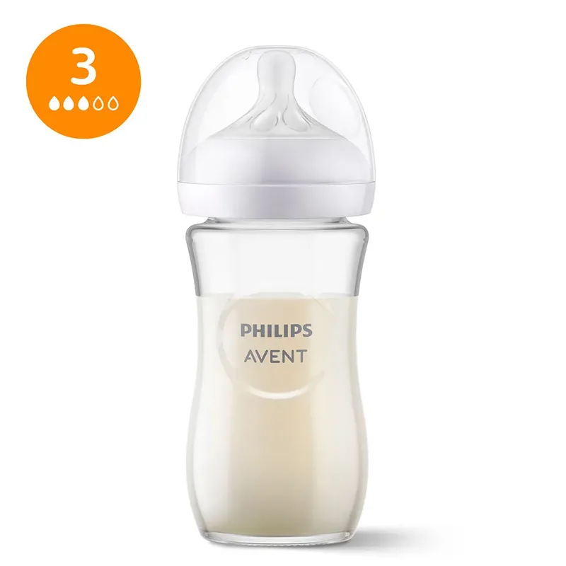 Natural Response Glazen Babyfles – 240ml – Flow 3 – BPS vrij- 1 fles - SCY933/01 by Philips Avent in Transparent – product photo 2 of 5