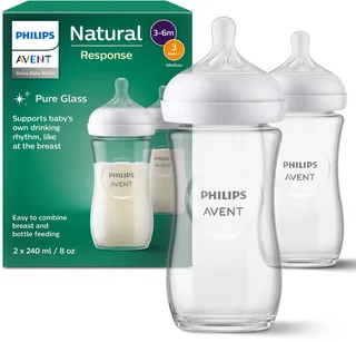 Natural Response Glazen Babyflessen 240 ml – Flow 3- 2 flessen - SCY933/02 by Philips Avent in Transparent – product photo 1 of 2