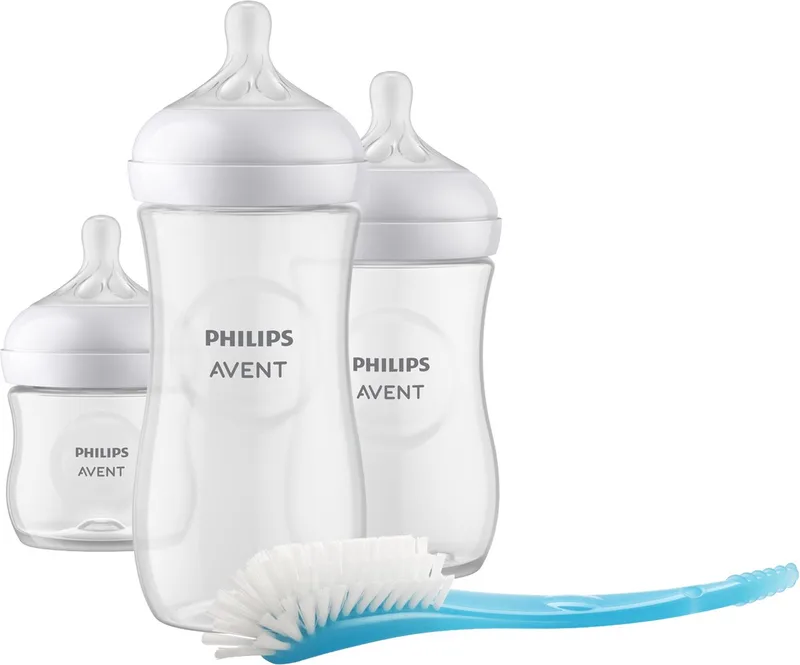 Natural Response - Newborn Cadeauset –3 Flessen - Flessenborstel by Philips Avent in Transparant / Wit – product photo
