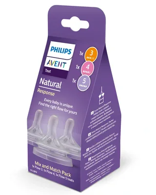 Natural Response Speen – Mix & Match – 3 stuks – Gemiddeld, snel en extra snel – Anti-Koliek – Anti-lek – BPA-Vrij - SCY960/03 van Philips Avent in Transparant – productfoto 3 van 4