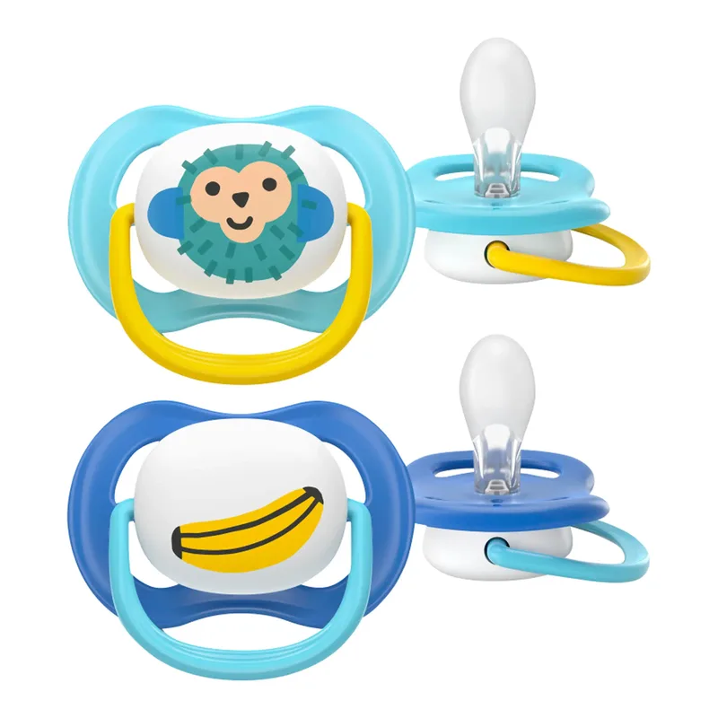 Philips Avent ultra air happy fopspeen, 6-18M, 2-pack van Philips Avent in Blauw, 5 × 10,8 × 12,5 mm – productfoto 1 van 3
