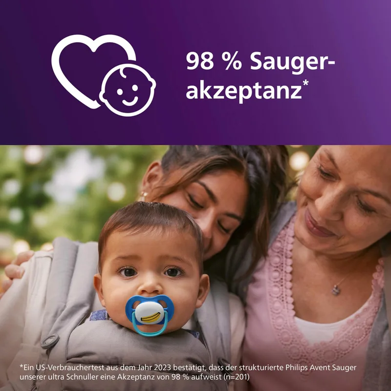 Philips Avent ultra air happy fopspeen, 6-18M, 2-pack van Philips Avent in Blauw, 5 × 10,8 × 12,5 mm – productfoto 3 van 3