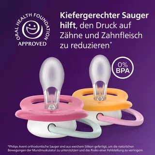 Philips Avent ultra air happy fopspeen, 6-18M, 2-pack van Philips Avent in Rood, 5 × 10,8 × 12,5 mm – productfoto 2 van 3