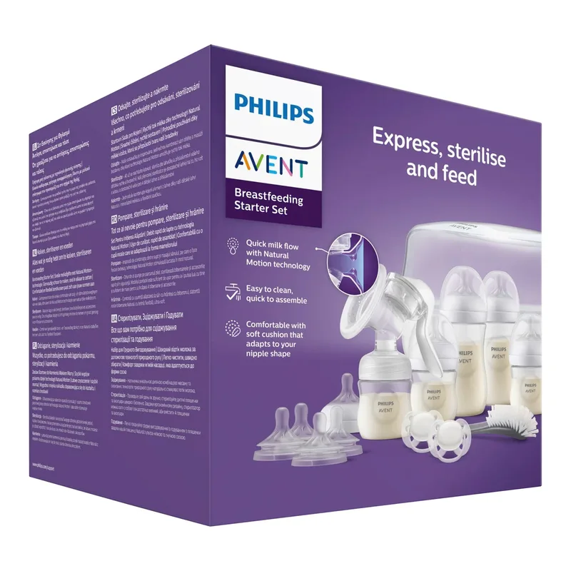 Philips Avent 6-tlg. Starter-Set, Handmilchpumpe SCD430/50, ab Geburt von Philips Avent in Transparent – Produktfoto