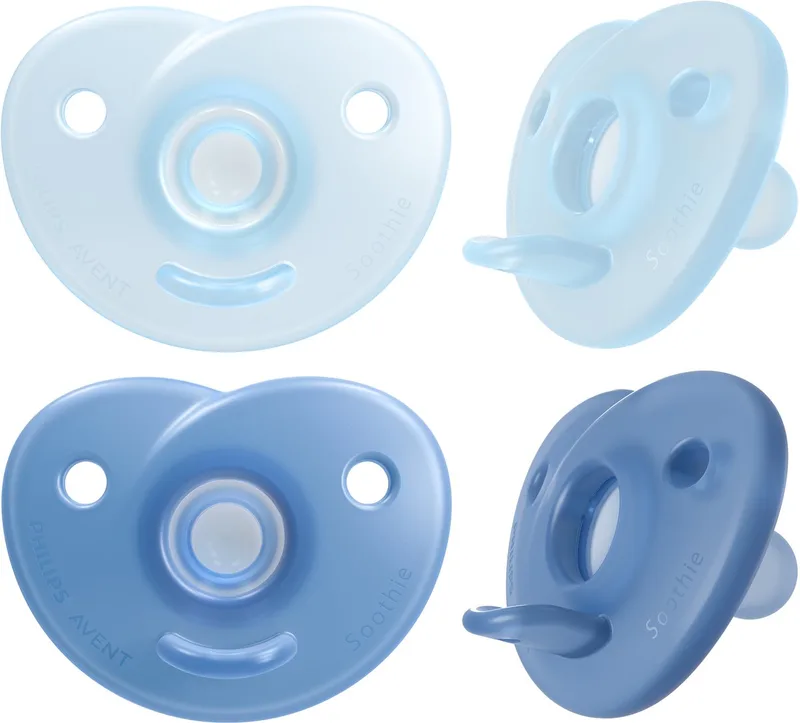 Soothie Fopspeen - 0 tot 6 Maanden - 2 Speentjes - Blauw of Roze - SCF099/20 van Philips Avent in Blauw, Donkerblauw – productfoto