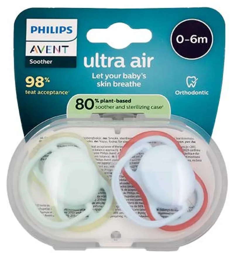 Ultra Air 2 Orthodontische Fopspenen 0-6 Maanden (Kleur : Blauw) van Philips Avent in Meerkleurig – productfoto
