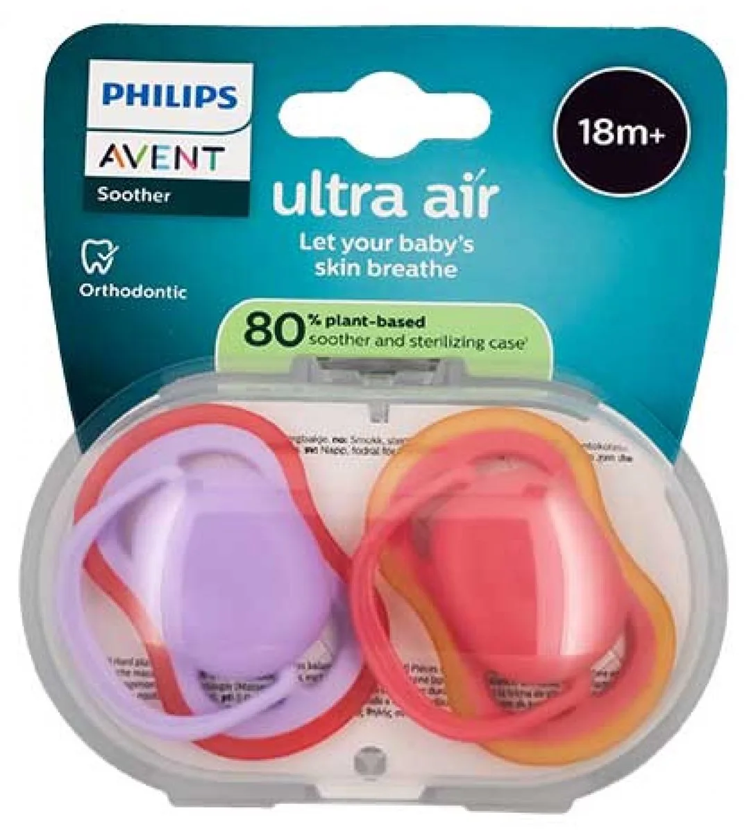 Ultra Air 2 Orthodontische Fopspenen 18 maanden en ouder (Kleur : Roos) van Philips Avent in Paars – productfoto
