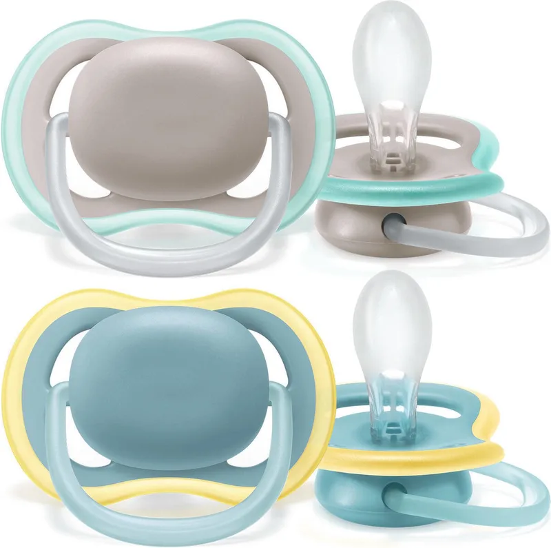Ultra Air Fopspeen - Ouder dan 18 Maanden - 2 Speentjes - Grijs/Lichtblauw - SCF349/01 van Philips Avent in Blauw, Groen – productfoto