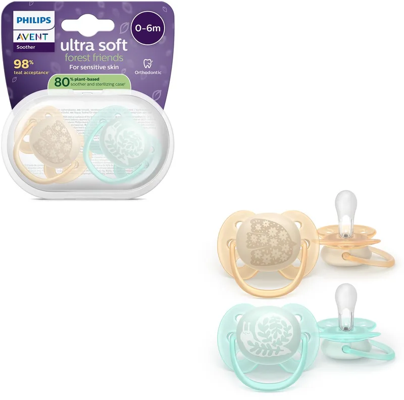 Ultra Soft – Superzachte siliconen fopspeen (0-6 mnd) – Voor gevoelige huid – 2 stuks - SCF091/41 van Philips Avent in Neutral 2 – productfoto