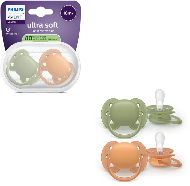 Ultra Soft – Superzachte siliconen fopspeen (18mnd+) – Voor gevoelige huid – 2 stuks - SCF093/05 van Philips Avent in Neutral – productfoto