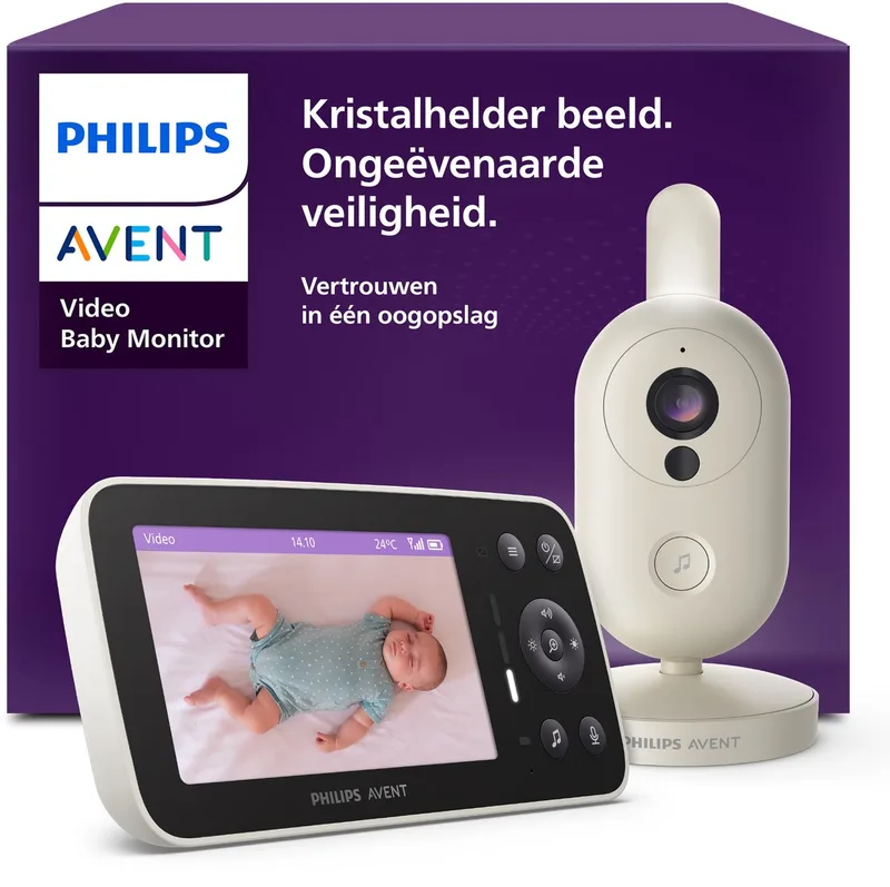 Videobabyfoon – 4,5-inch kleurenscherm, tot 48 uur batterijduur - HD-camera met 4x zoom - nachtzicht - DEKRA-gecertificeerd, zonder wifi - SCD861/26 von Philips Avent in Weiß – Produktfoto
