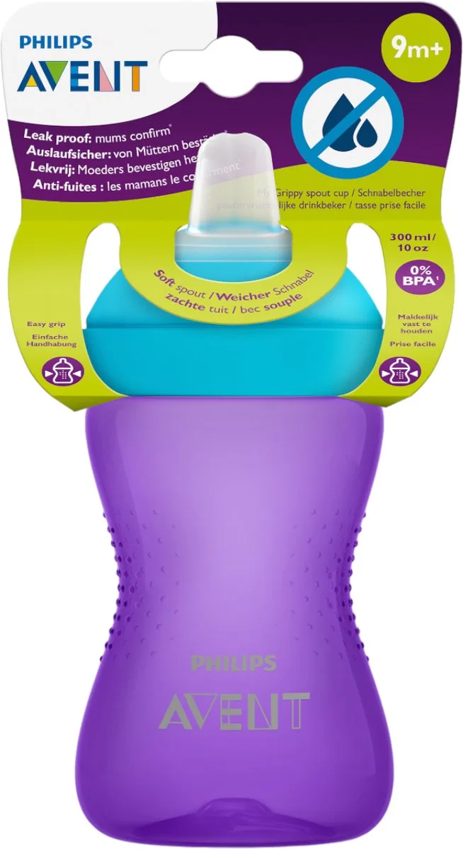 Zachte Bijtbestendige Tuitbeker - 9+ maanden - 300ml - Paars -SCF802/02 van Philips Avent in Laguneblauw – productfoto