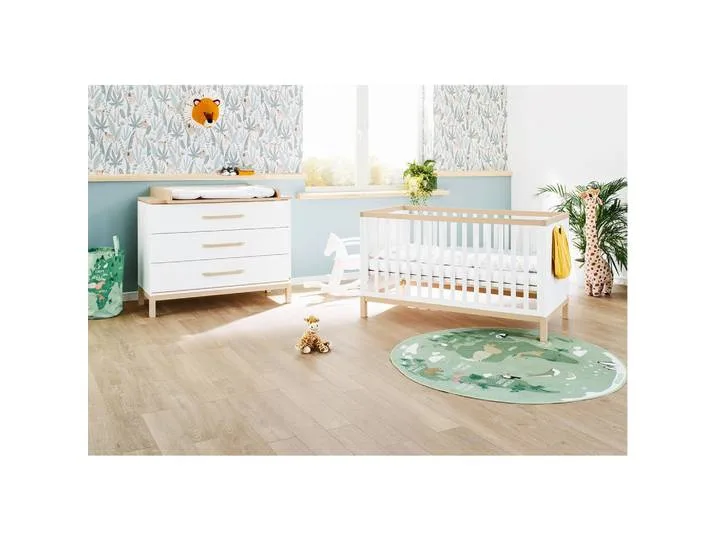 Babyzimmer Pinolino Light, Weiß, Ahorn, 3 Schublade(n) Schubladen, zum Juniorbett umbaubar, höhenverstellbar, Sprossen mit Normabstand, Aufbauanleitung im Karton, Lattenrost inklusive, Schlupfsprossen, Babymöbel, Babyzimmer-Sets van Pinolino – productfoto