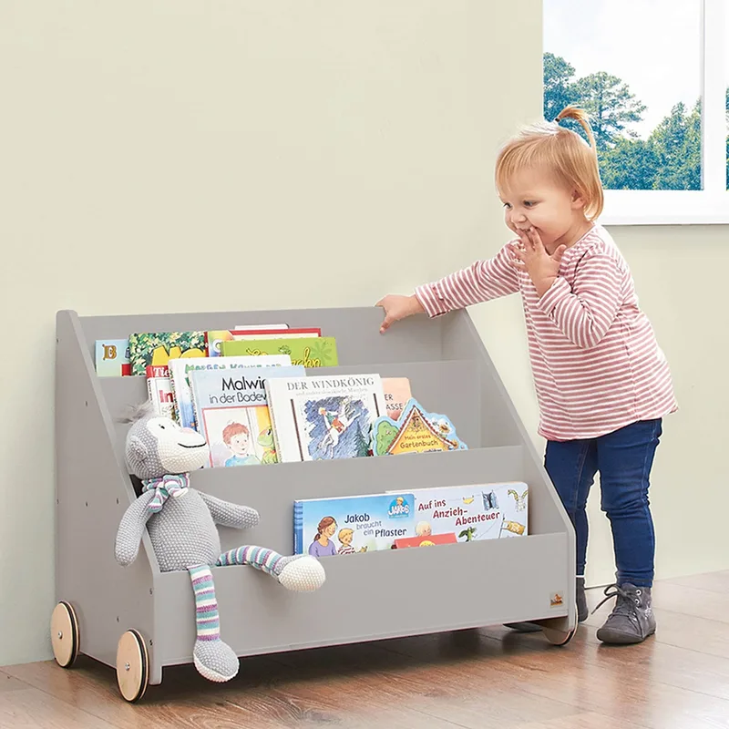 Bücherregal Lasse mit Rollen de Pinolino en Gris, 65 × 55 mm – photo produit