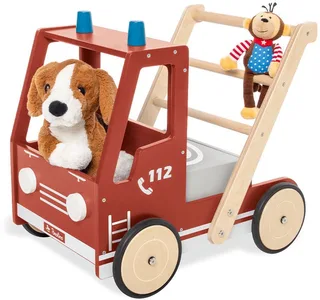 Lauflernwagen Feuerwehrauto Fred, aus Holz de Pinolino en Rouge – photo produit 1 sur 3