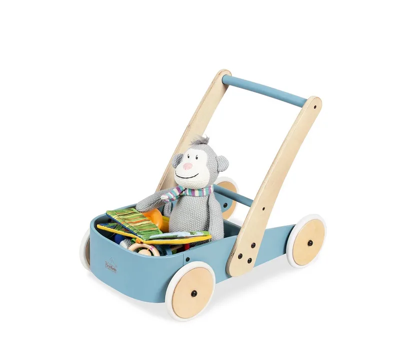 Massiv gåvogn Fiete, blå Pinolino Baby Legetøj 049898 van Pinolino in Blauw – productfoto