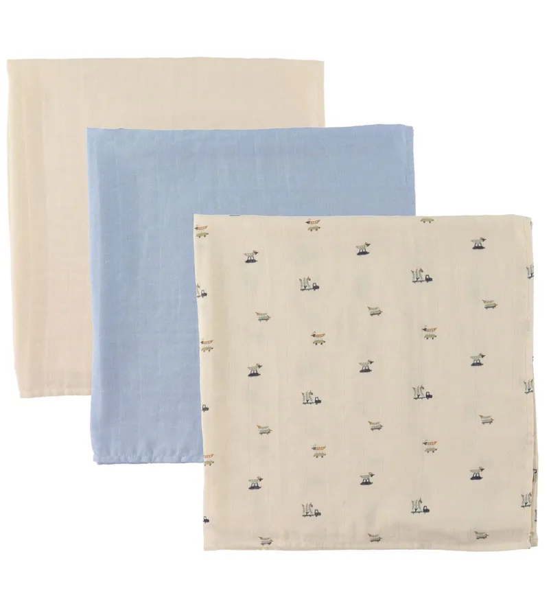 Hydrofiele Doek - 3-pack - 70x70 cm - Hemels Blue by Pippi Baby – product photo
