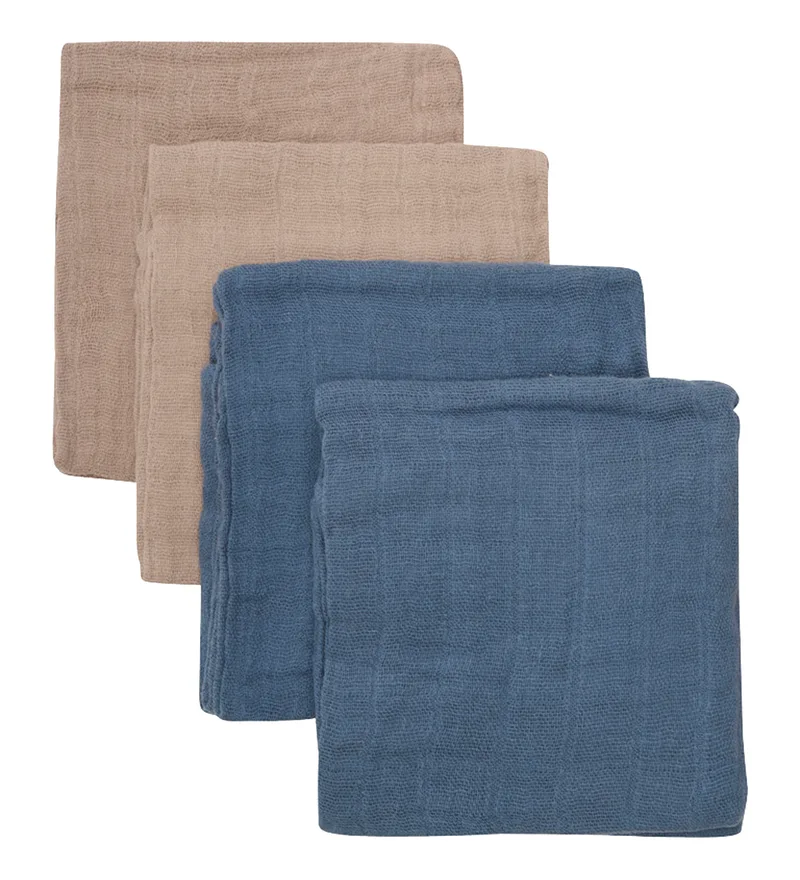 Hydrofiele Doek - 4-pack - 65x65 cm - China Blue/Beig by Pippi Baby – product photo