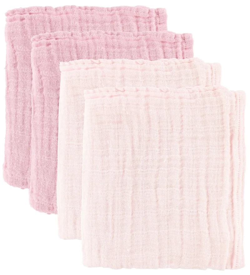 Hydrofiele Doek - 65x65 cm - 4-pack - Roze/Poeder de Pippi Baby – photo produit