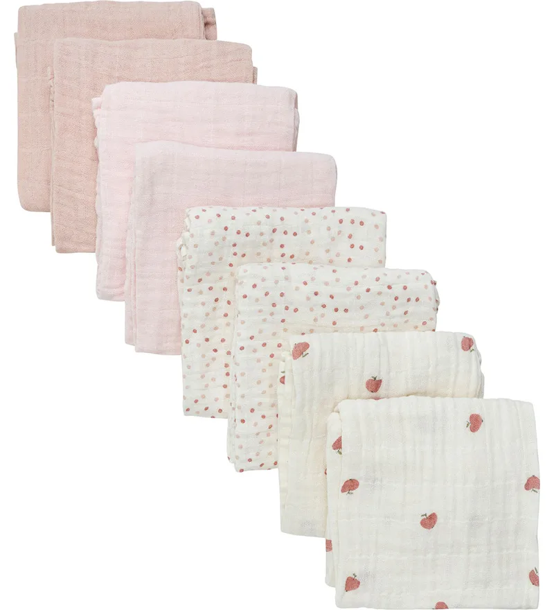 Hydrofiele Doek - 8-pack - 65x65 cm - Rose Dust fra Pippi Baby – produktbillede