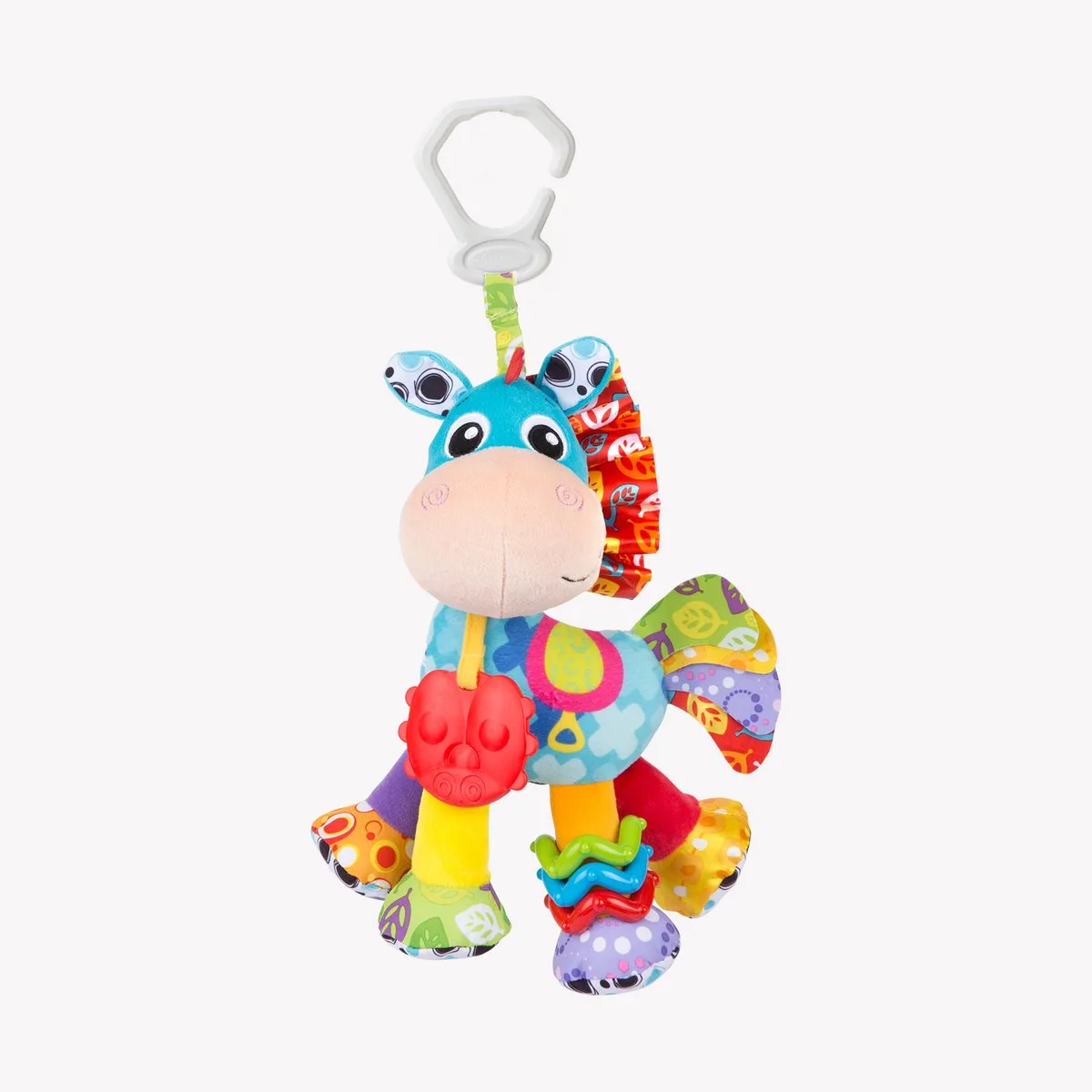 Activiteiten Vriend Clip Clop- Baby- Speelgoed - Hangspeeltje - Kinderwagenspeeltje - Rammelaar - Kinderwagenaccessoire - Buggyaccessoire - Educatief Speelgoed - Knuffeldier van Playgro in Meerkleurig – productfoto