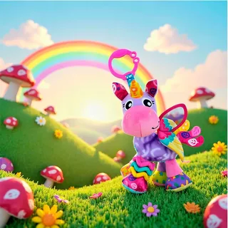 Activity Friend Stella Unicorn - Baby Speelgoed - Hangspeeltje - Kinderwagenspeeltje - Rammelaar - Kinderwagenaccessoire - Buggyaccessoire- - Educatief Speelgoed - Knuffeldier by Playgro in Pink – product photo 4 of 4