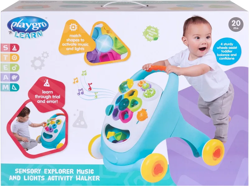 Activity Walker Sensory Explorer Music and Lights- babywalker - Babygym - acitiviteitengym - Speelgoed Baby - Babyspeelgoed - Ontwikkeling Baby - Kraamcadeau - baby loopstoel - baby loopauto - baby looptrainer - Baby Loopwagen van Playgro in Meerkleurig – productfoto