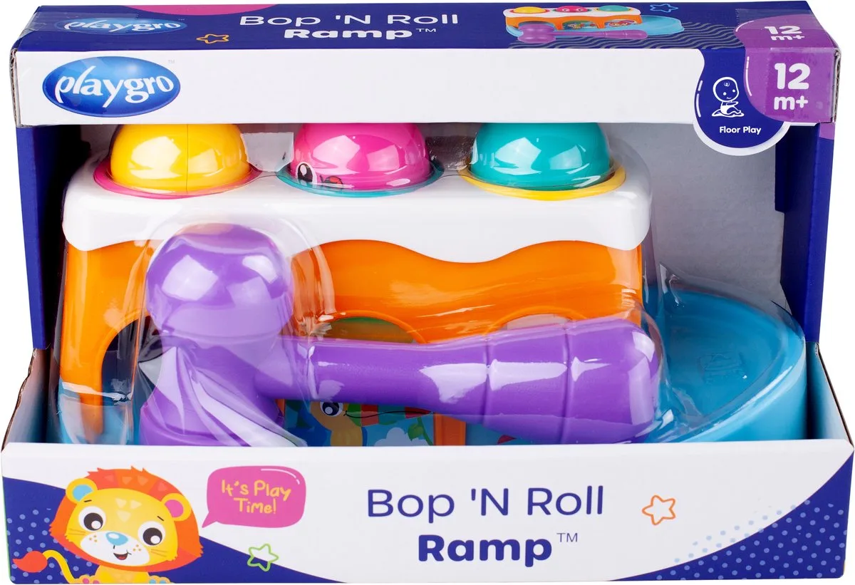 Bop 'N Roll Ramp - Activity-center - Baby Speelgoed met hamer - Baby speelgoed - Interactief speelgoed Baby - Educatief speelgoed - Kraam Cadeau- Speelgoed Baby de Playgro en Multicolore – photo produit