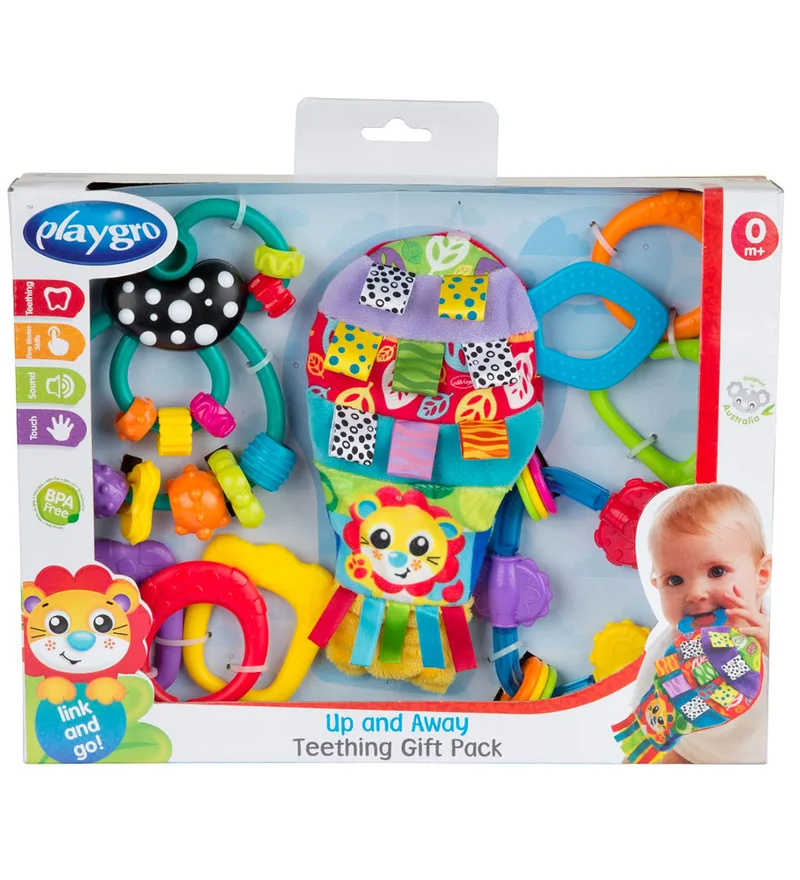 Cadeauset - Bijtspeelgoed - Omhoog Eend Weg - 4 Onderdel van Playgro – productfoto