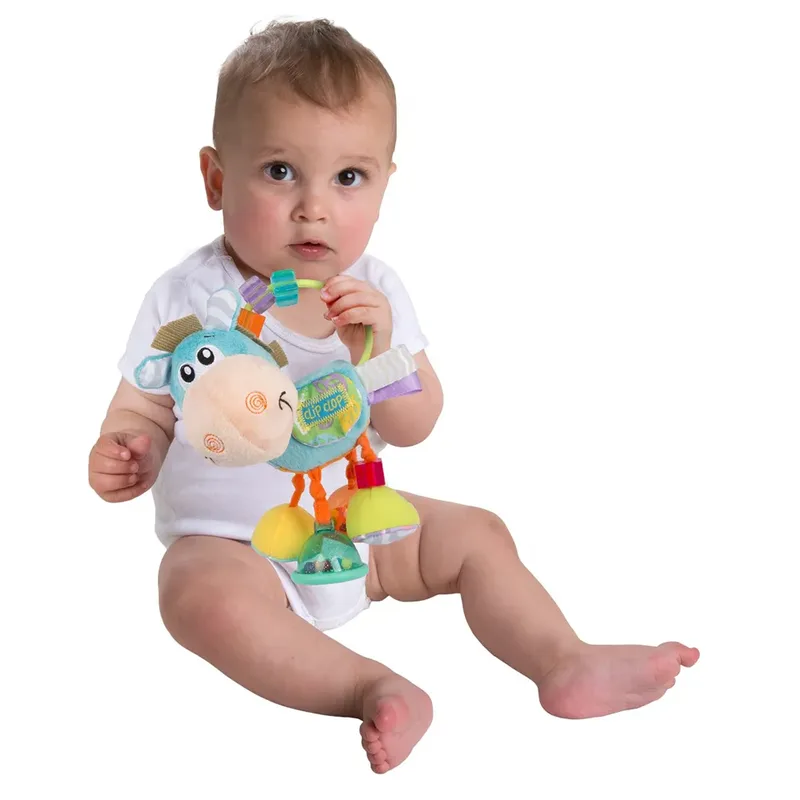 Clip Clop Rammelaar - Activiteitenspeeltje - Rammelaar - Kraamkado - Baby speelgoed - Babyspeeltje - Kinderwagenaccessoire - Knuffeldier - Baby rammelaar - Bijtspeelgoed - Grijpspeelgoed - Baby by Playgro in Blue – product photo 2 of 2