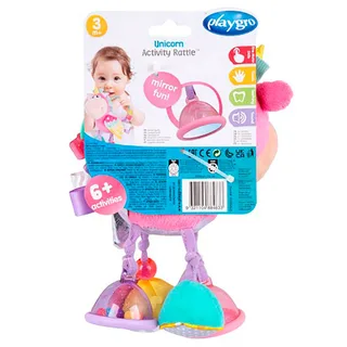 Clip Clop Rammelaar Unicorn Eenhoorn - Activiteitenspeeltje - Rammelaar - Kraamkado - Baby speelgoed - Babyspeeltje - Kinderwagenaccessoire - Knuffeldier - Baby rammelaar - Bijtspeelgoed - Grijpspeelgoed - Baby by Playgro in Pink – product photo 2 of 2